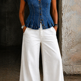 DANICA - V-NECK DENIM TOP