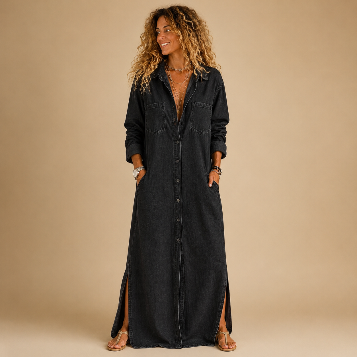 DELANA | CASUAL BUTTON DRESS