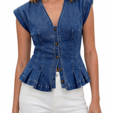 DANICA - V-NECK DENIM TOP