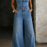 LÉONIE - STRAPLESS DENIM JUMPSUIT