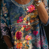 JOANNA - VINTAGE FLORAL DENIM BLOUSE