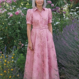 XANTHEA | SHORT-SLEEVE FITTED FLORAL MAXI DRESS
