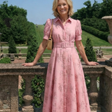 XANTHEA | SHORT-SLEEVE FITTED FLORAL MAXI DRESS