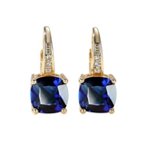 MYSTIC SAPPHIRE STONE HOOP EARRINGS | GOLD JEWELLERY II