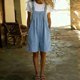 CORALIE - SHORT DENIM JUMPSUIT WITH SOFT COTTON TOUCH