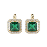 GREEN SQUARE ZIRCONIA EARRINGS | GOLD JEWELLERY
