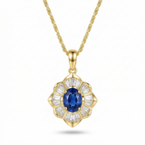NECKLACE STAR SAPPHIRE BLUE BAGUETTE PENDANT | GOLD JEWELLERY