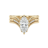 RING SOLITAIRE MARQUISE WHITE DOUBLE PAVÉ BAND | GOLD JEWELLERY