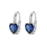 HEART SAPPHIRE BLUE HOOP EARRING PAVÉ DANGLE EARRINGS | SILVER JEWELLERY