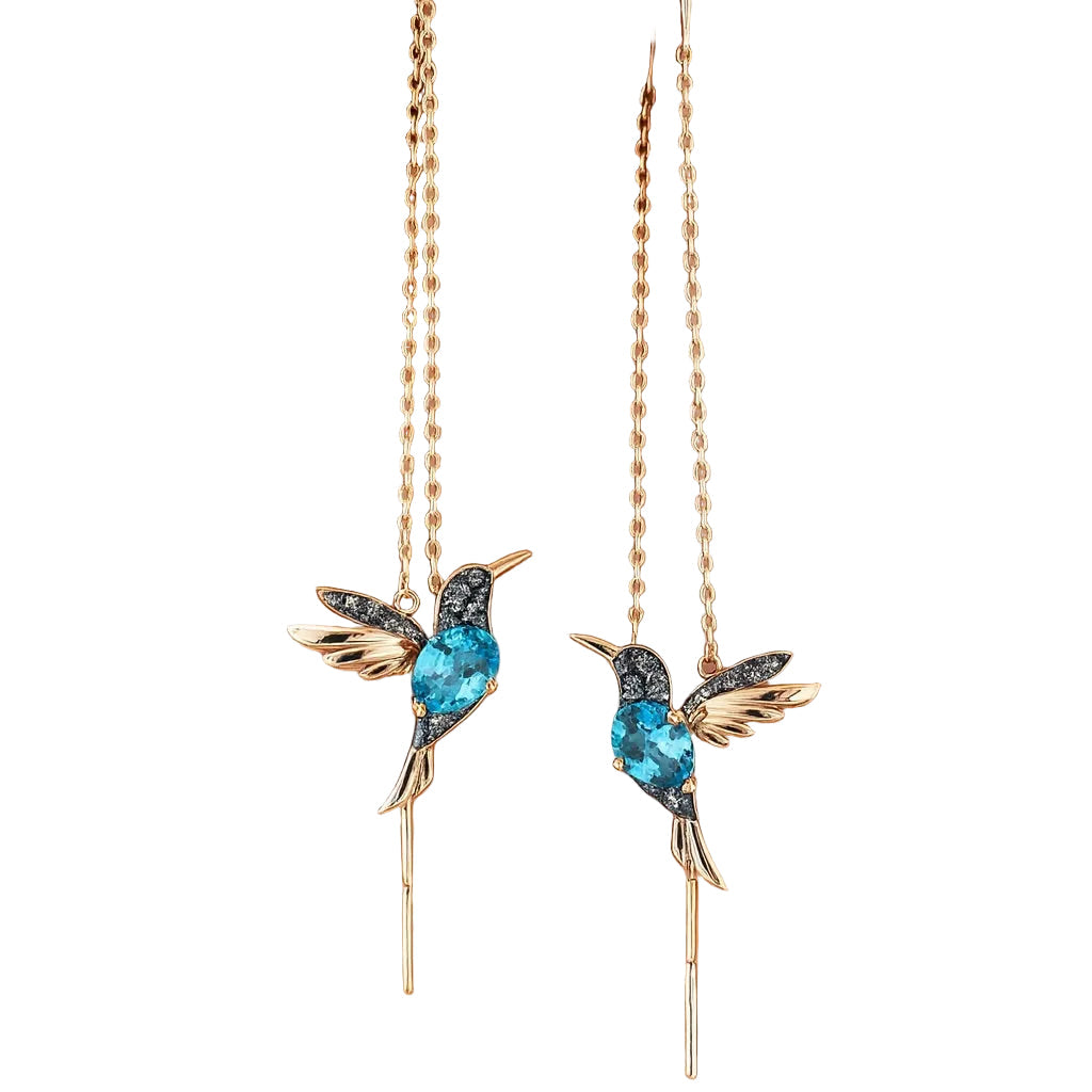 HUMMINGBIRD ENAMEL ZIRCONIA EARRINGS | GOLD JEWELLERY