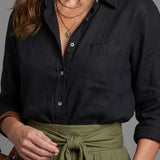 VERA | TWO-PIECE BLACK BLOUSE & OLIVE MIDI SKIRT SET