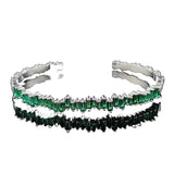 OPEN BAGUETTE EMERALD PAVÉ BRACELET | SILVER JEWELLERY