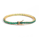TENNIS ZIRCONIA ROUND GREEN EMERALD BRACELET | GOLD JEWELLERY