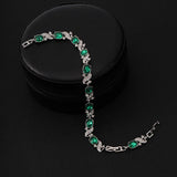 TENNIS STONES OVAL EMERALD TWIST PAVÉ BRACELET | SILVER JEWELLERY