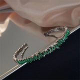OPEN BAGUETTE EMERALD PAVÉ BRACELET | SILVER JEWELLERY