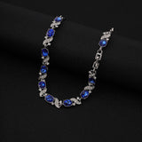 TENNIS STONES OVAL SAPPHIRE BLUE TWIST PAVÉ BRACELET | SILVER JEWELLERY