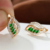 LEAF STONES MARQUISE EMERALD PAVÉ DANGLE EARRINGS | GOLD JEWELLERY