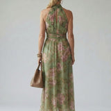 MIRELLE | GATHERED HALTER MIDI DRESS