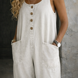 LEAH - VINTAGE WASHED COTTON DENIM OVERALLS