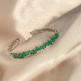 OPEN BAGUETTE EMERALD PAVÉ BRACELET | SILVER JEWELLERY