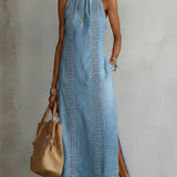 NICOLE - RETRO LACE DENIM DRESS