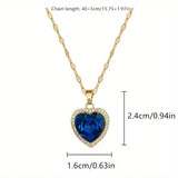 NECKLACE HEART TOPAZ BLUE HALO PAVÉ PENDANT | GOLD JEWELLERY