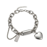 CHAIN CHUNKY CHARM HEART AND PLATED BRACELET | GOLD JEWELLERY