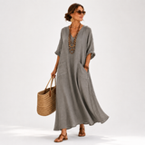 VALENTINA GREY SOLID CAFTAN