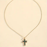 NECKLACE EMERALD CROSS PENDANT | GOLD JEWELLERY