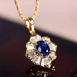 NECKLACE STAR SAPPHIRE BLUE BAGUETTE PENDANT | GOLD JEWELLERY
