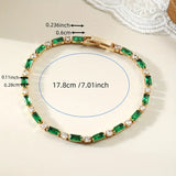 TENNIS BAGUETTE EMERALD ALTERNATING ZIRCONIA ROUND BRACELET | GOLD JEWELLERY