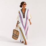 SARA WHITE MULTICOLOUR CAFTAN