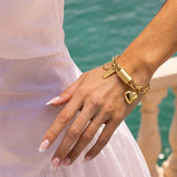 CHAIN CHUNKY CHARM HEART AND PLATED BRACELET | GOLD JEWELLERY