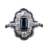 VINTAGE BLUE CRYSTAL RING | SILVER JEWELLERY