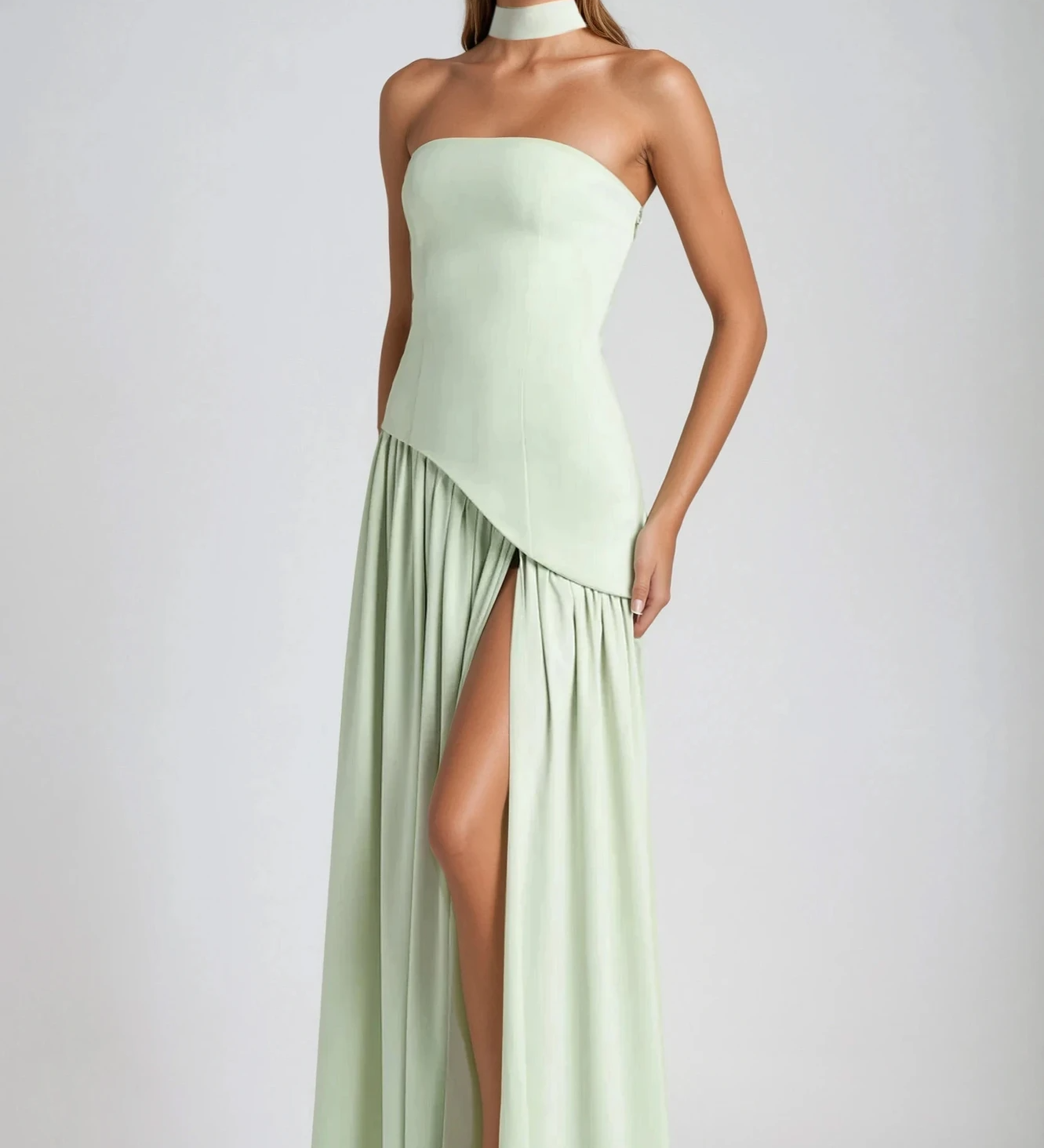SOLENNE | ELEGANT LIGHT-TONE DRESS