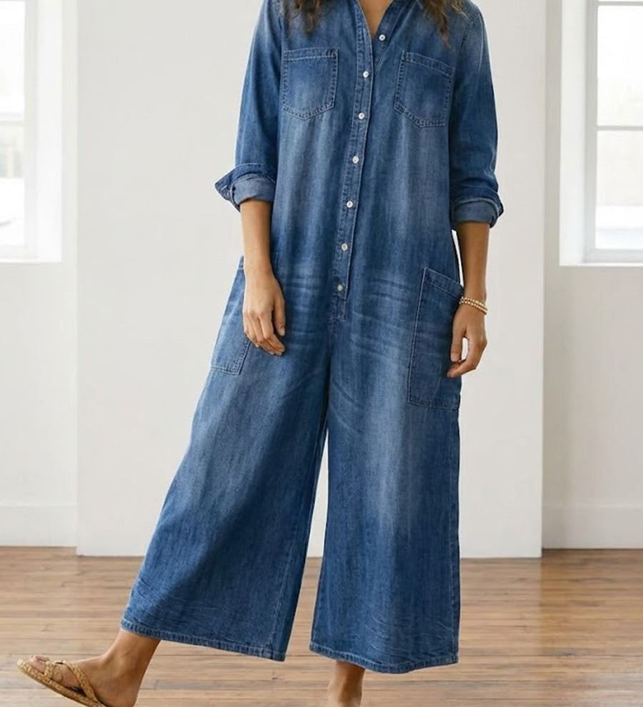 STELLA - DENIM COTTON JUMPSUIT