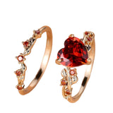 HEART RUBY RING SET | GOLD JEWELLERY