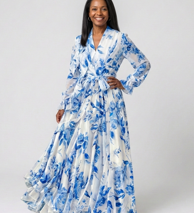 LILLIAN | LONG-SLEEVE FLORAL MAXI DRESS