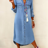 CORINNE - CASUAL ELEGANT LONG DENIM SHIRT DRESS