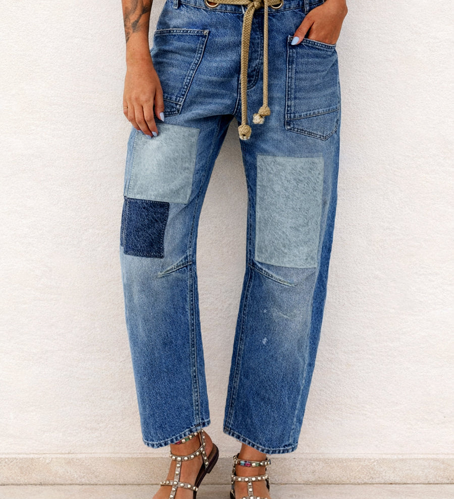 JOCELYN - PATCHWORK DRAWSTRING JEANS