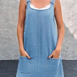 ANNE - CASUAL DENIM OVERALL DRESS