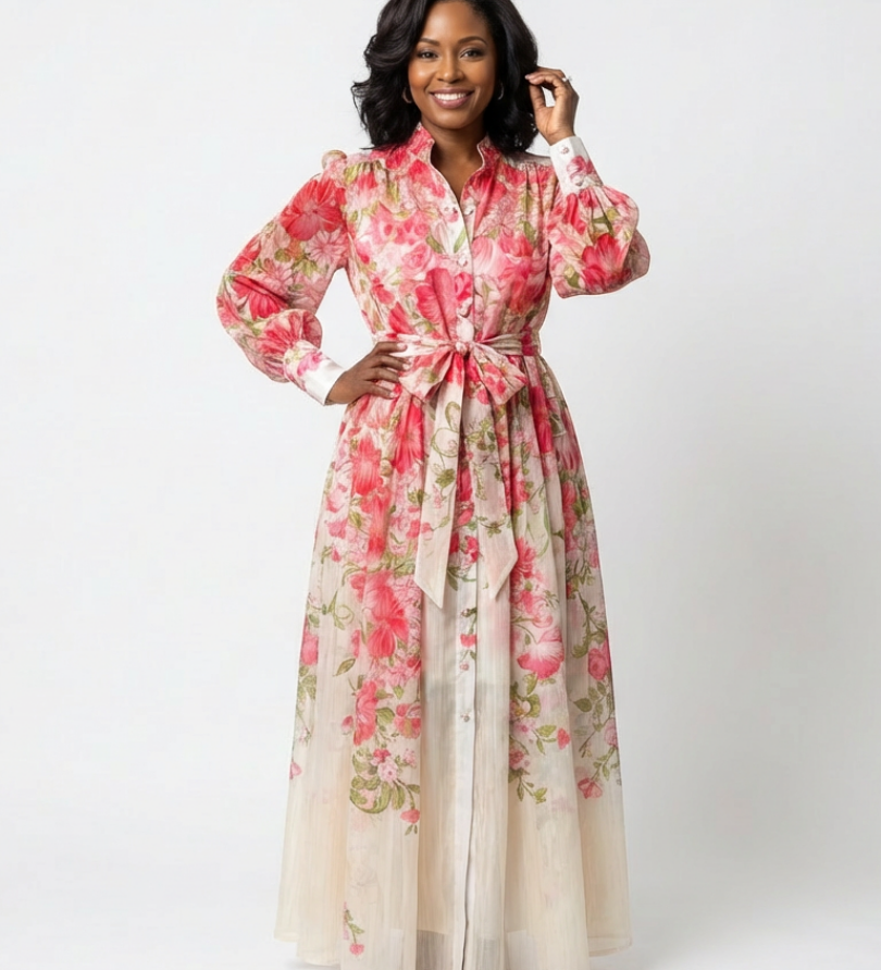 CRESSIDA | LONG-SLEEVE FLORAL MAXI DRESS