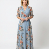 ELOWEN | FLORAL V-NECK WRAP MAXI DRESS