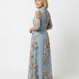 ELOWEN | FLORAL V-NECK WRAP MAXI DRESS
