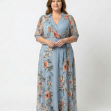 ELOWEN | FLORAL V-NECK WRAP MAXI DRESS