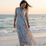 ELOWEN | FLORAL V-NECK WRAP MAXI DRESS