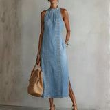 NICOLE - RETRO LACE DENIM DRESS